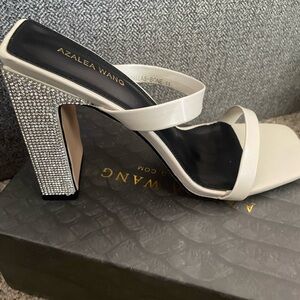 Cute nude sparkly block heels